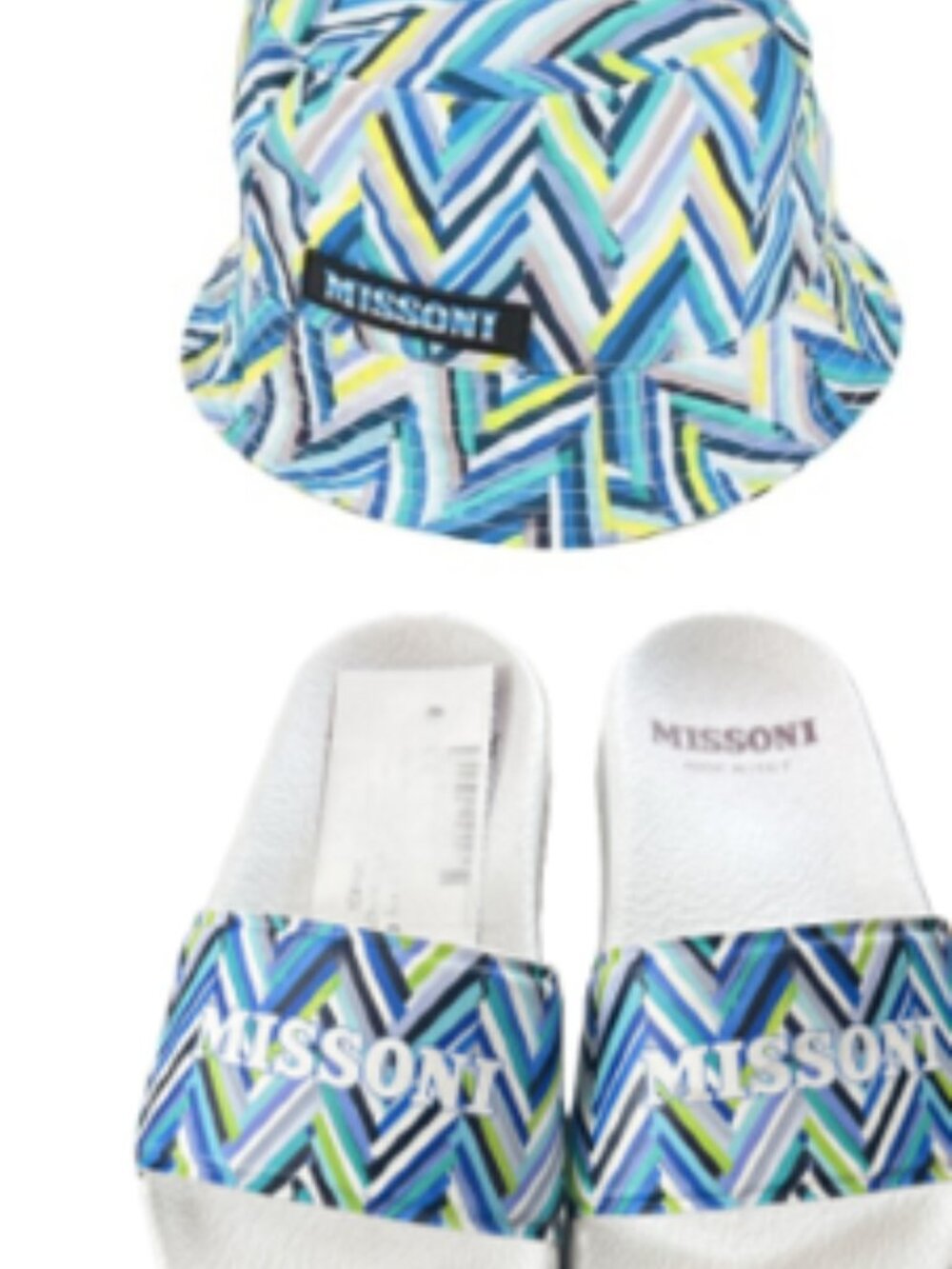 SALE!! Toddler Girls Missoni Slides & Hat, Blue color size 13C US, Hat size 6 yr